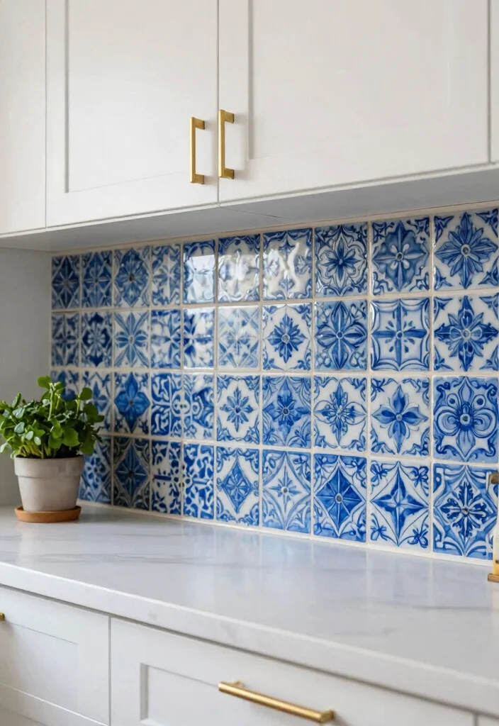 15 Blue Tiles Kitchen Ideas With Fresh Energy - 1. Classic Mediterranean Blue Backsplash 1
