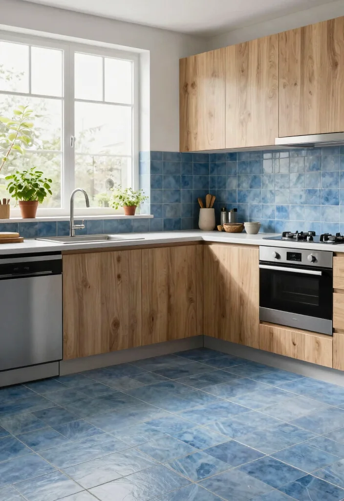 15 Blue Tiles Kitchen Ideas With Fresh Energy - 12. Eco-Friendly Blue Tiles 1