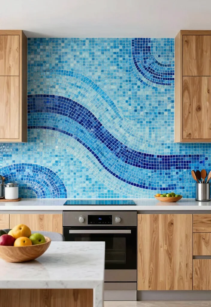 15 Blue Tiles Kitchen Ideas With Fresh Energy - 2. Mosaic Tiles for a Playful Touch 1