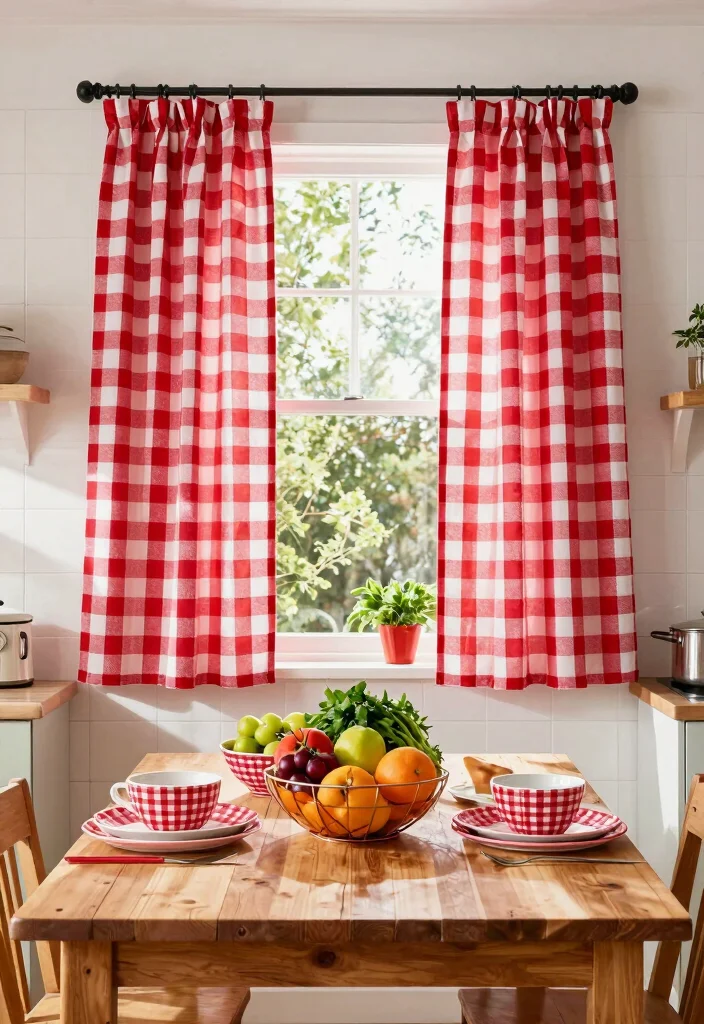 15 Kitchen Curtain Designs Ideas With Charming Style 2 15 Kitchen Curtain Designs Ideas With Charming Style - 2. Bright and Cheery Gingham 1