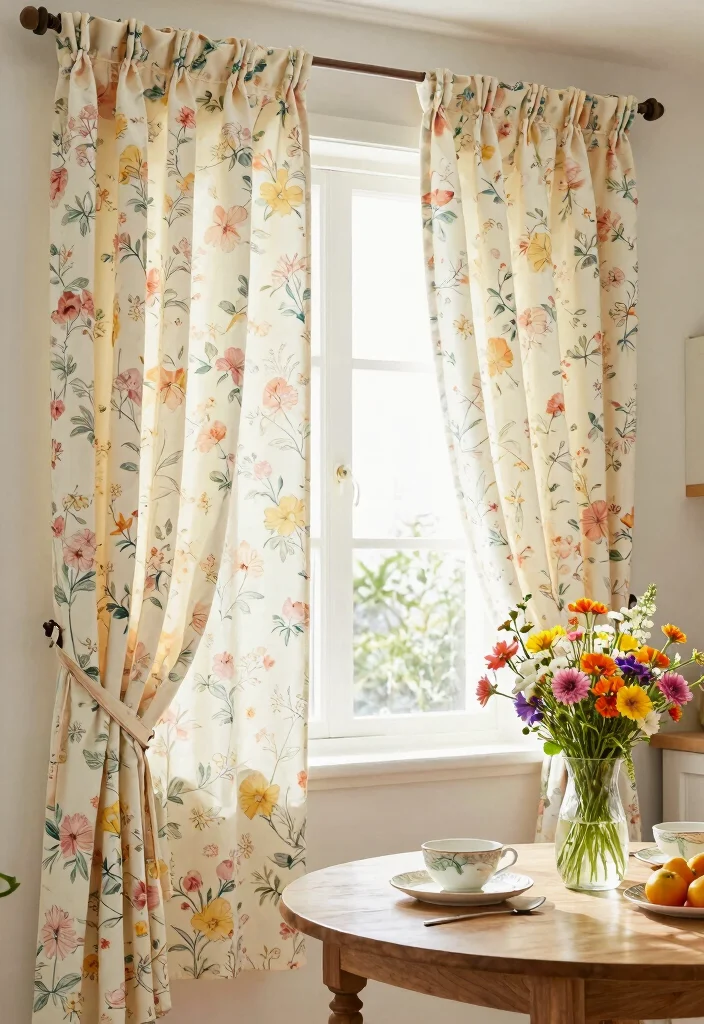 15 Kitchen Curtain Designs Ideas With Charming Style 3 15 Kitchen Curtain Designs Ideas With Charming Style - 3. Romantic Floral Prints 1