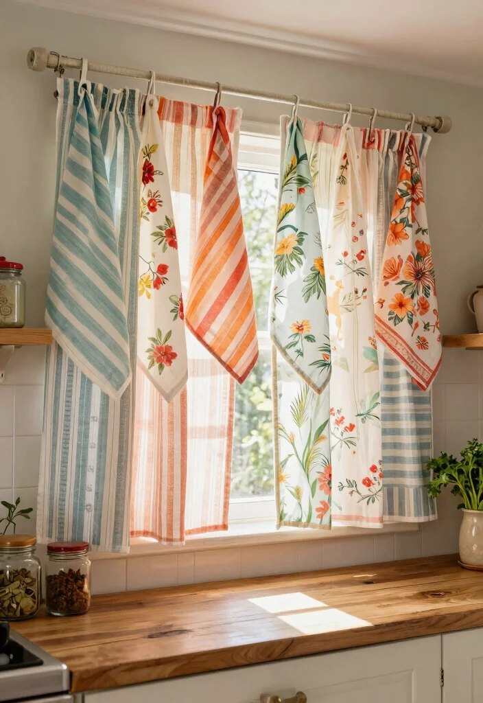15 Kitchen Curtain Designs Ideas With Charming Style 5 15 Kitchen Curtain Designs Ideas With Charming Style - 5. Vintage Tea Towel Curtains 1