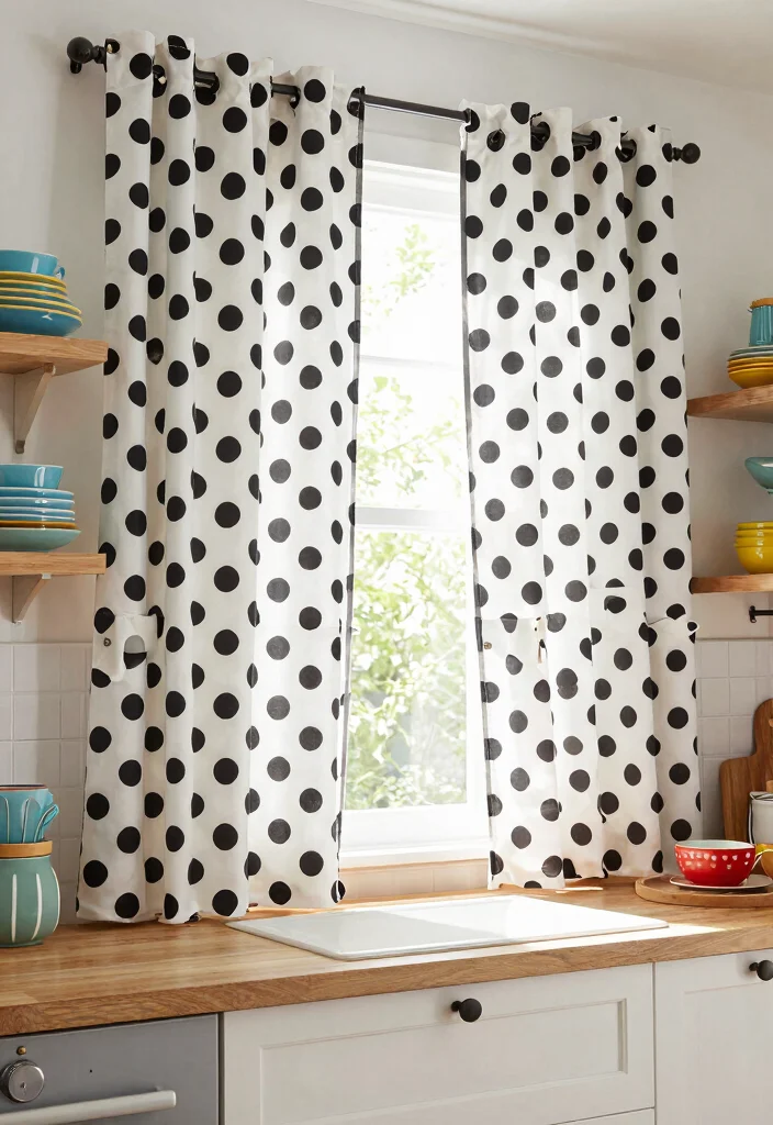 15 Kitchen Curtain Designs Ideas With Charming Style 7 15 Kitchen Curtain Designs Ideas With Charming Style - 7. Playful Polka Dots 1