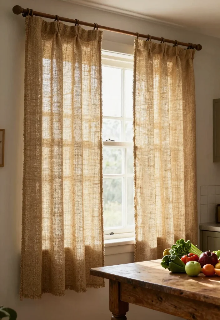 15 Kitchen Curtain Designs Ideas With Charming Style 8 15 Kitchen Curtain Designs Ideas With Charming Style - 8. Rustic Burlap Curtains 1