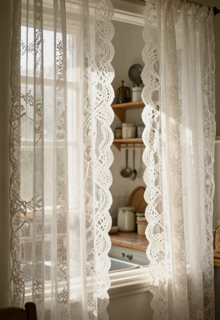 15 Kitchen Curtain Designs Ideas With Charming Style 9 15 Kitchen Curtain Designs Ideas With Charming Style - 9. Vintage Lace Panels 1