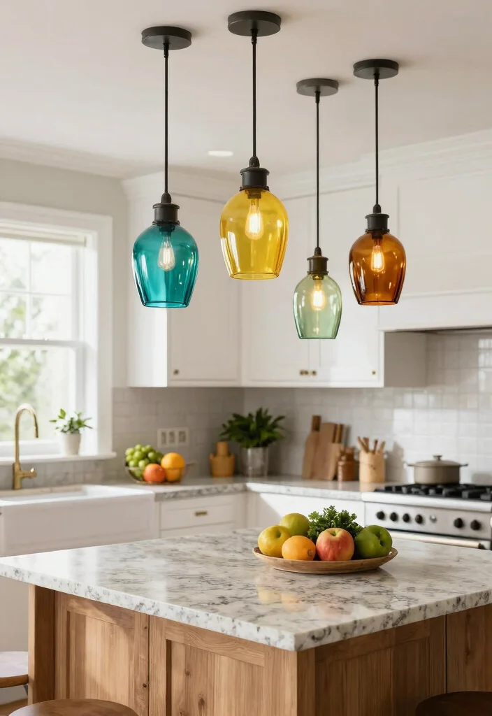 15 Kitchen Island Lighting Modern Ideas With Contemporary Glow 4 15 Kitchen Island Lighting Modern Ideas With Contemporary Glow - 4. Colorful Glass Pendant Lights 1
