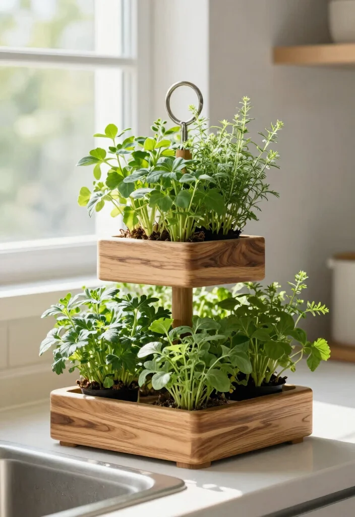 15 Kitchen Sink Organizer Ideas That Keep It Tidy - 12. Tiered Plant Stand for Herbs 1
