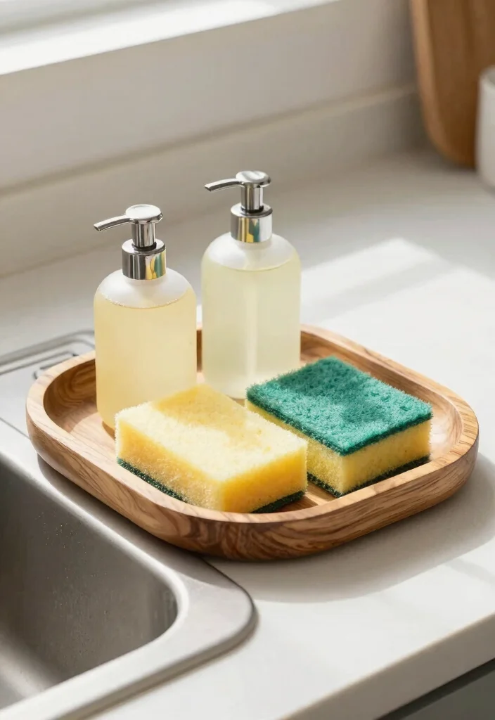 15 Kitchen Sink Organizer Ideas That Keep It Tidy - 13. Decorative Trays for Organization 1
