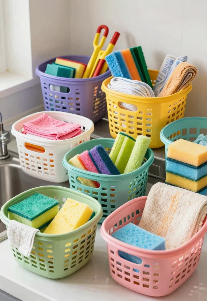 15 Kitchen Sink Organizer Ideas That Keep It Tidy - 7. Recycled Plastic Baskets 1