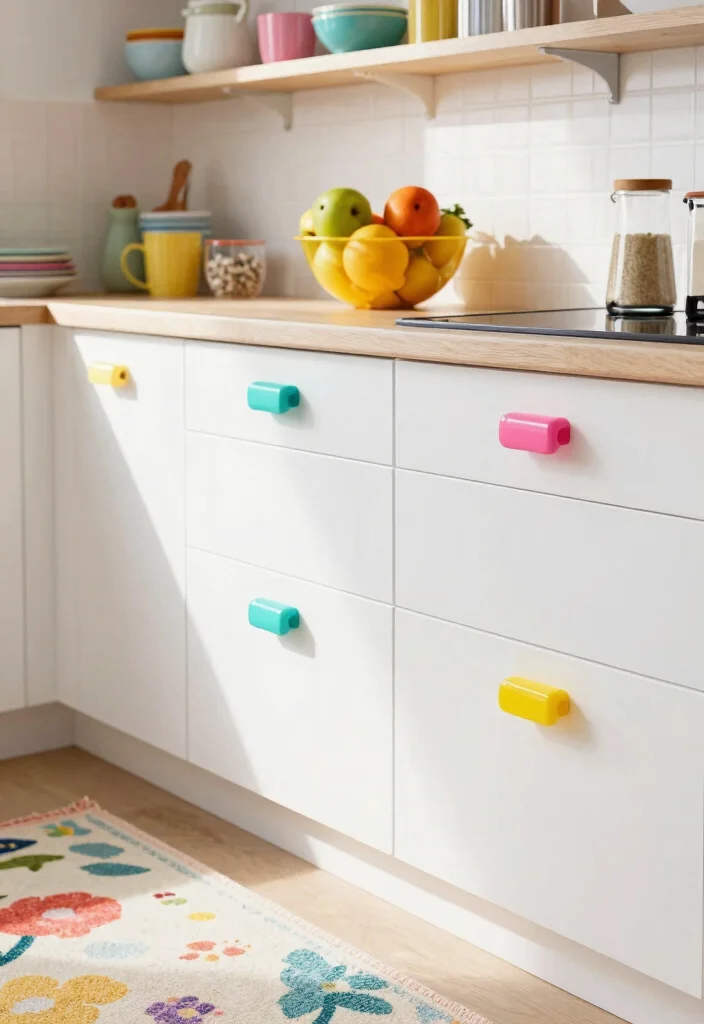 15 Modern Kitchen Cabinet Handles Ideas That Upgrade Instantly 8 15 Modern Kitchen Cabinet Handles Ideas That Upgrade Instantly - 8. Colorful Acrylic Pulls 1