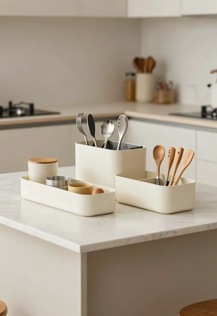 15 Small Island Kitchen Ideas That Improve Flow - 15. Streamlined Accessories 1