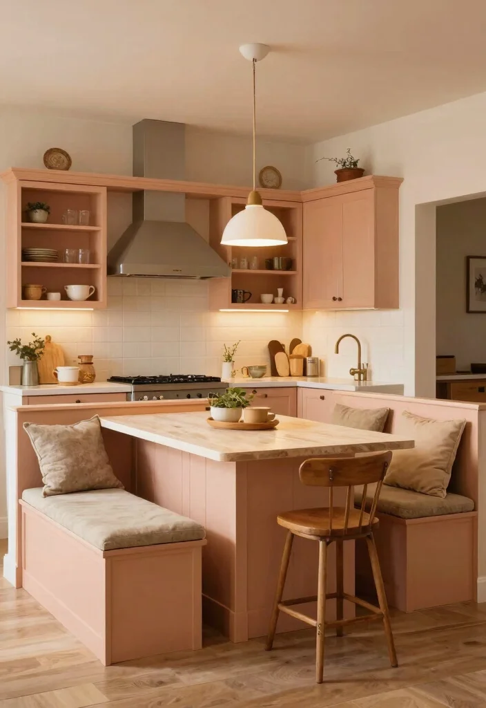15 Small Island Kitchen Ideas That Improve Flow - 7. Built-In Seating 1