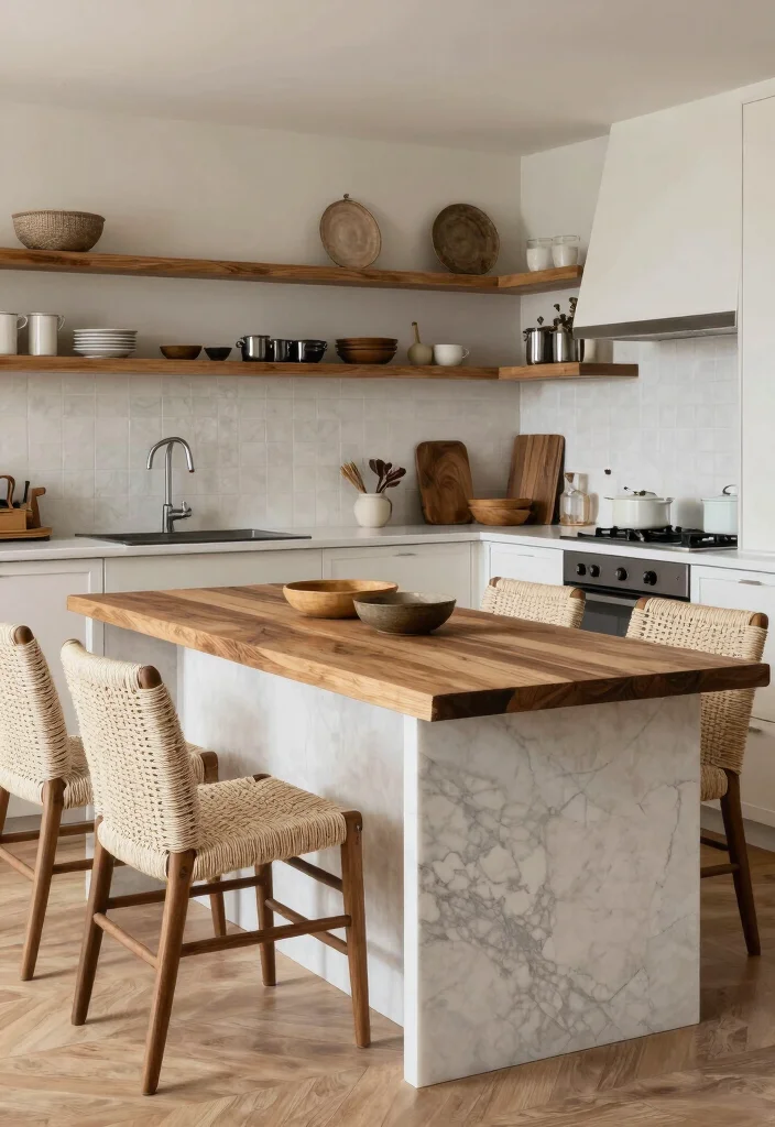 15 Small Island Kitchen Ideas That Improve Flow - 9. Textured Surfaces 1