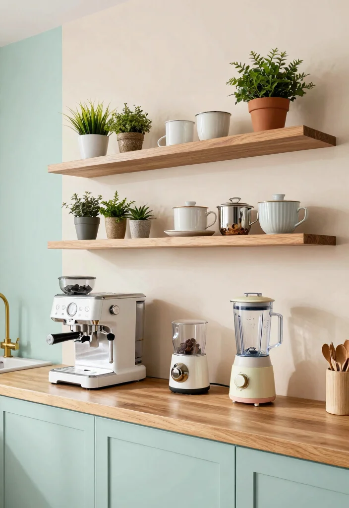 15 Small Kitchen Appliance Storage Ideas That Reduce Clutter - 1. Floating Shelves for Appliances 1
