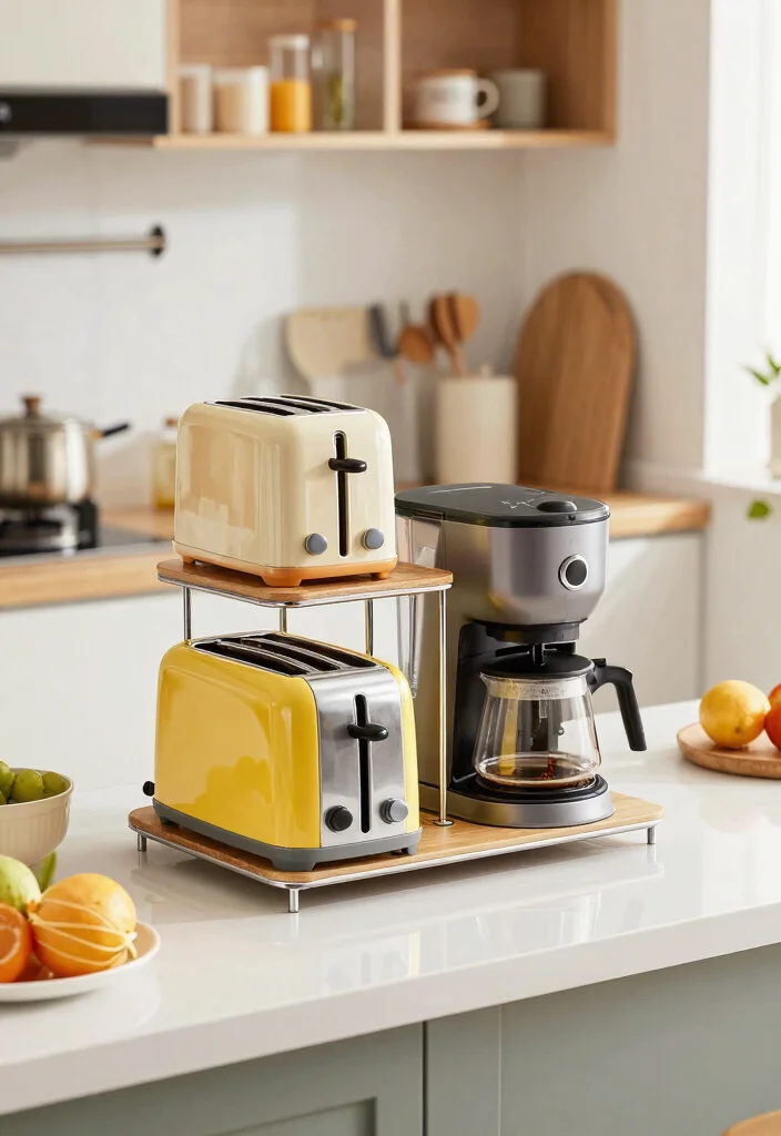 15 Small Kitchen Appliance Storage Ideas That Reduce Clutter - 10. Tiered Stands for Easy Access 1