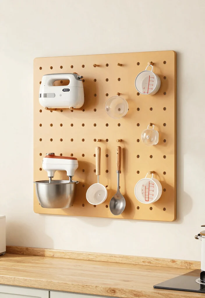 15 Small Kitchen Appliance Storage Ideas That Reduce Clutter - 12. Hooks and Pegboards 1
