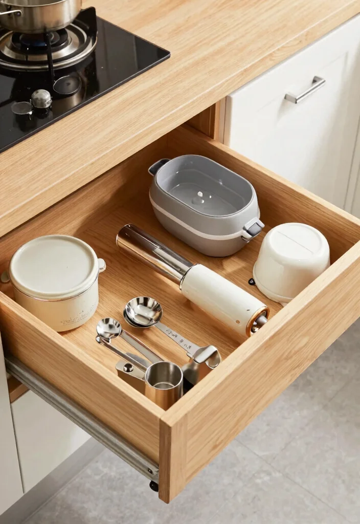 15 Small Kitchen Appliance Storage Ideas That Reduce Clutter - 15. Creative Drawer Inserts 1