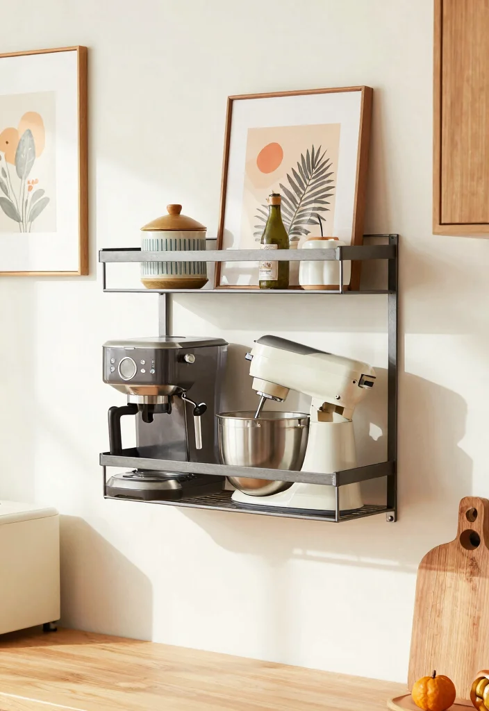 15 Small Kitchen Appliance Storage Ideas That Reduce Clutter - 4. Wall-Mounted Racks 1