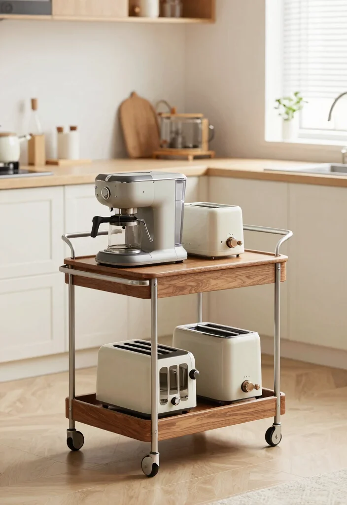 15 Small Kitchen Appliance Storage Ideas That Reduce Clutter - 6. Rolling Carts for Flexibility 1