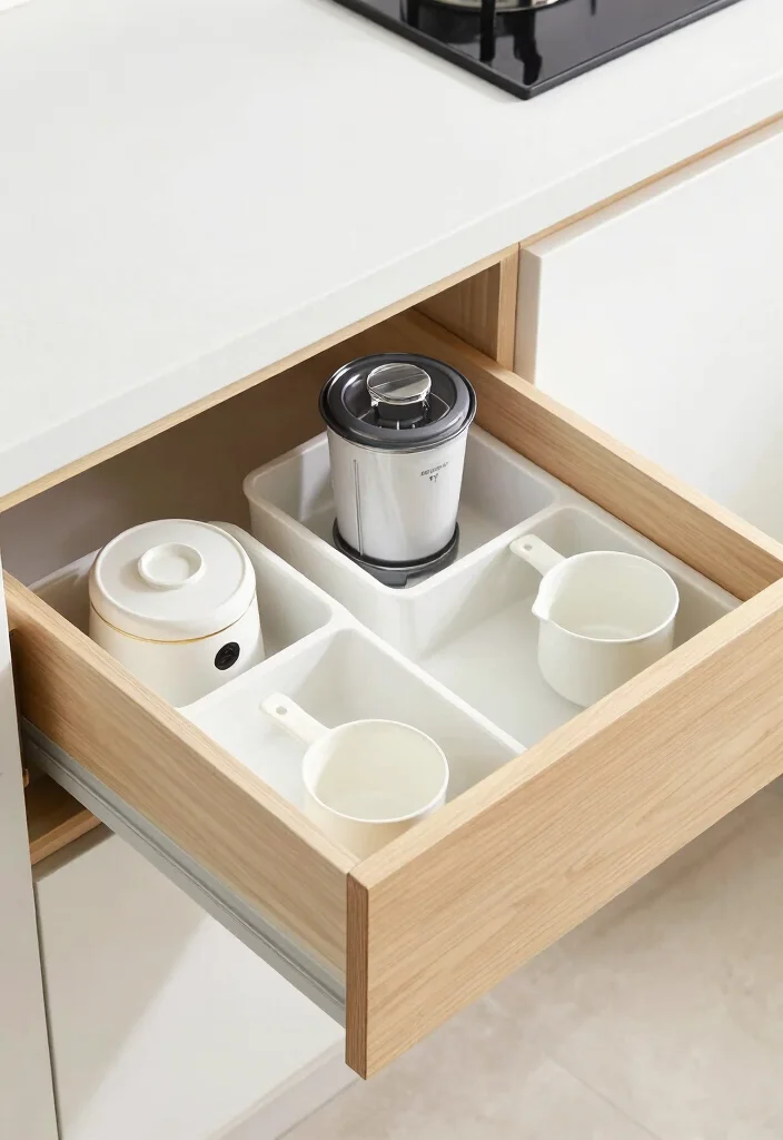 15 Small Kitchen Appliance Storage Ideas That Reduce Clutter - 9. Drawer Dividers for Small Appliances 1
