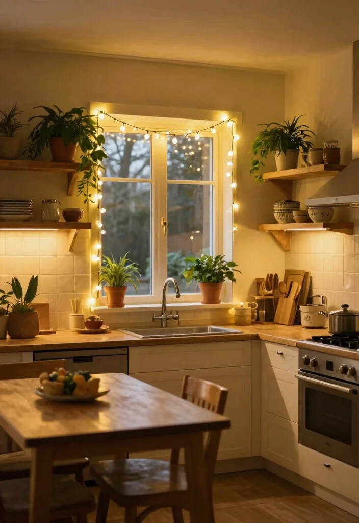 15 Small Kitchen Lighting Ideas That Brighten Smartly 6 15 Small Kitchen Lighting Ideas That Brighten Smartly - 6. Cheerful String Lights 1