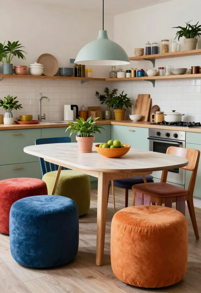 15 Small Kitchen Tables Ideas That Maximize Layout 13 15 Small Kitchen Tables Ideas That Maximize Layout - 13. Ottomans as Dining Seating 1