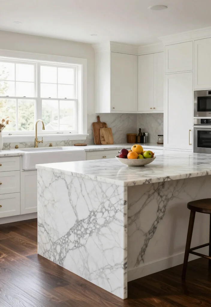 15 White Countertops Kitchen Ideas With Clean Bright Style - 2. Timeless Elegance: Marble Countertops 1
