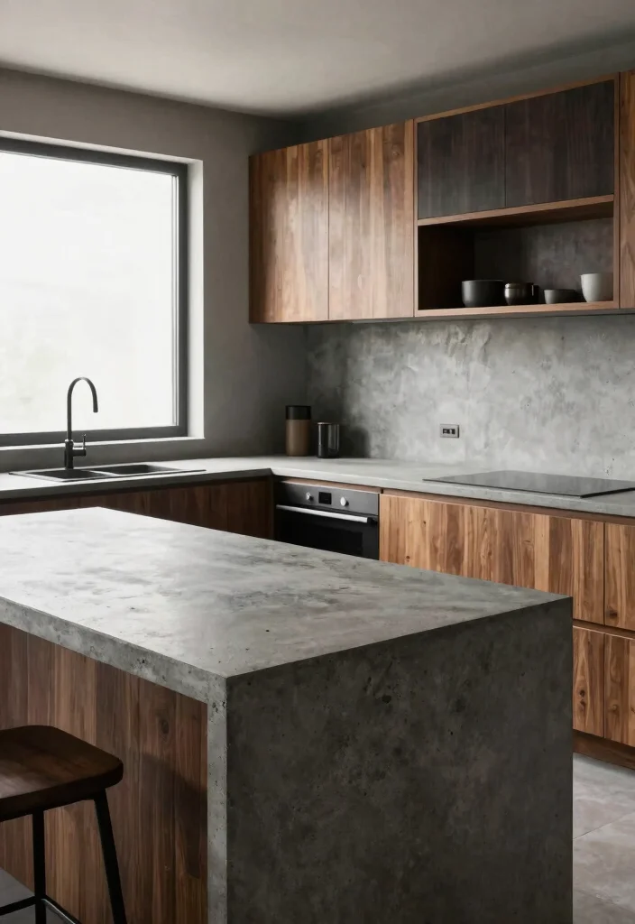 15 White Countertops Kitchen Ideas With Clean Bright Style - 3. Industrial Chic: Concrete Countertops 1