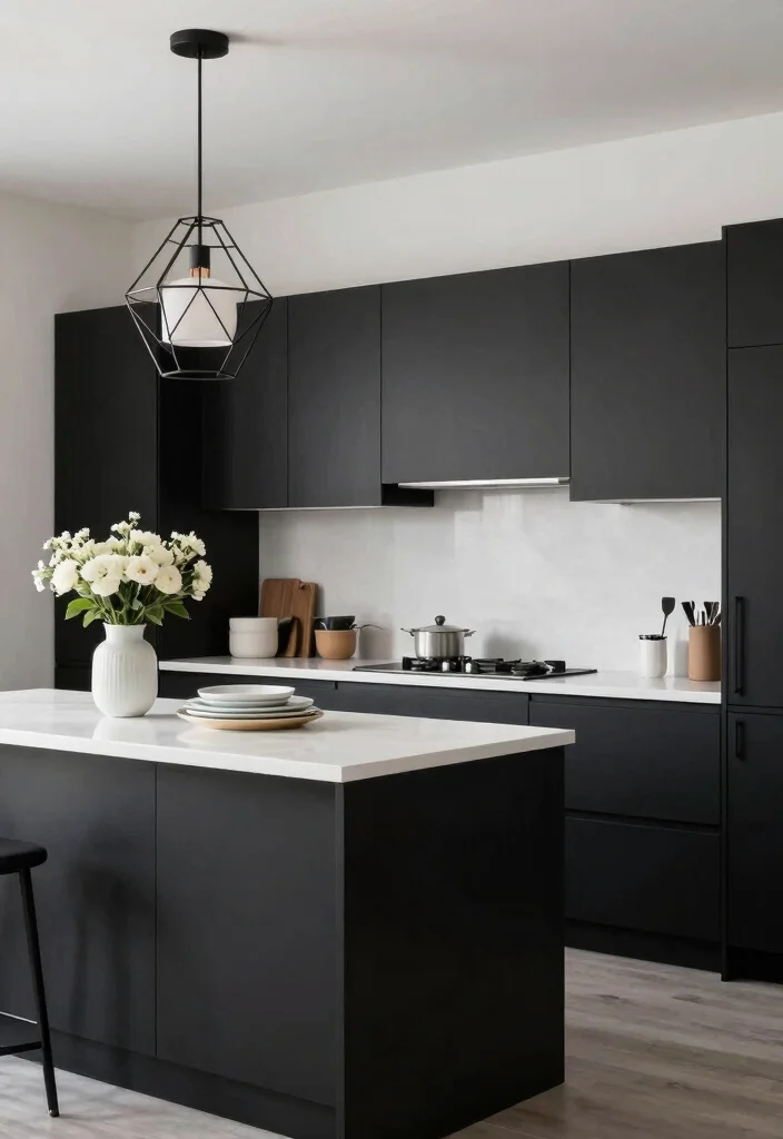 15 White Countertops Kitchen Ideas With Clean Bright Style - 6. Elegant Contrast: Black and White 1