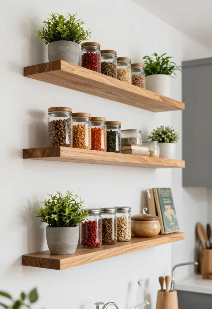 15 Wooden Shelves Kitchen Ideas With Simple Elegance 1 15 Wooden Shelves Kitchen Ideas With Simple Elegance - 1. Floating Wooden Shelves for a Clean Look 1
