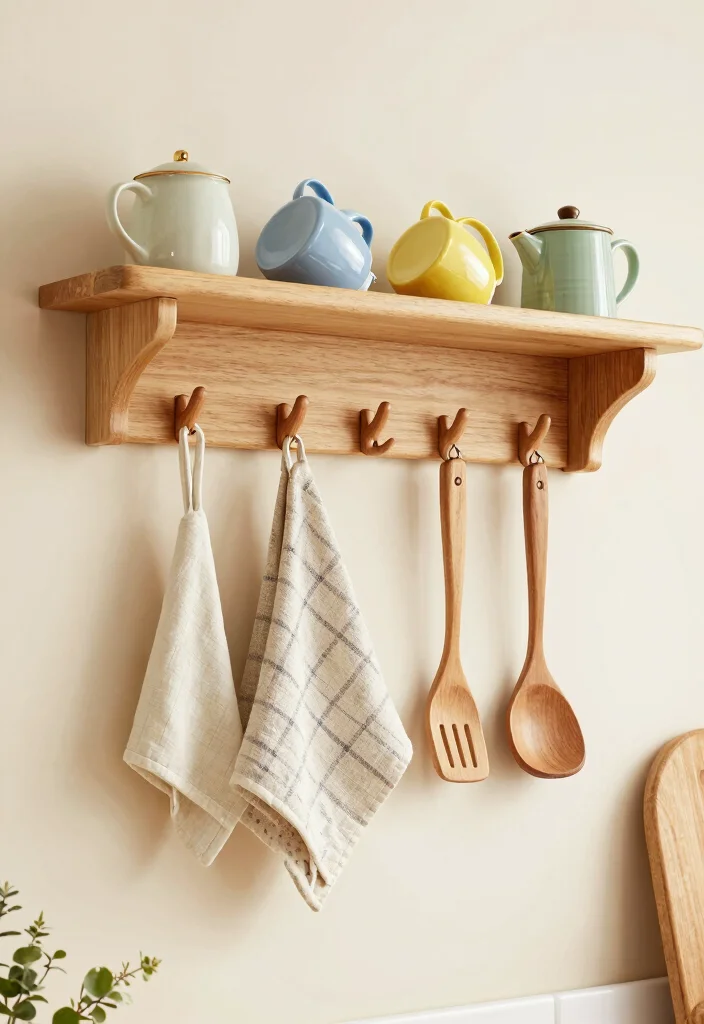15 Wooden Shelves Kitchen Ideas With Simple Elegance 15 15 Wooden Shelves Kitchen Ideas With Simple Elegance - 15. Functional Wooden Hooks Above Shelves 1