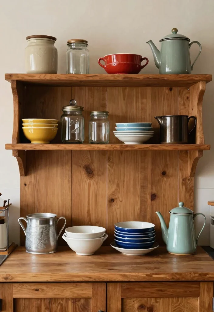 15 Wooden Shelves Kitchen Ideas With Simple Elegance 9 15 Wooden Shelves Kitchen Ideas With Simple Elegance - 9. Vintage Wooden Shelves for Timeless Charm 1