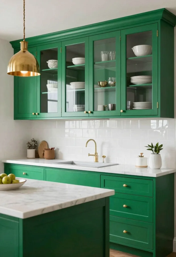 16 Dark Green Kitchen Cabinets Ideas With Moody Depth - 2. Emerald Elegance 1