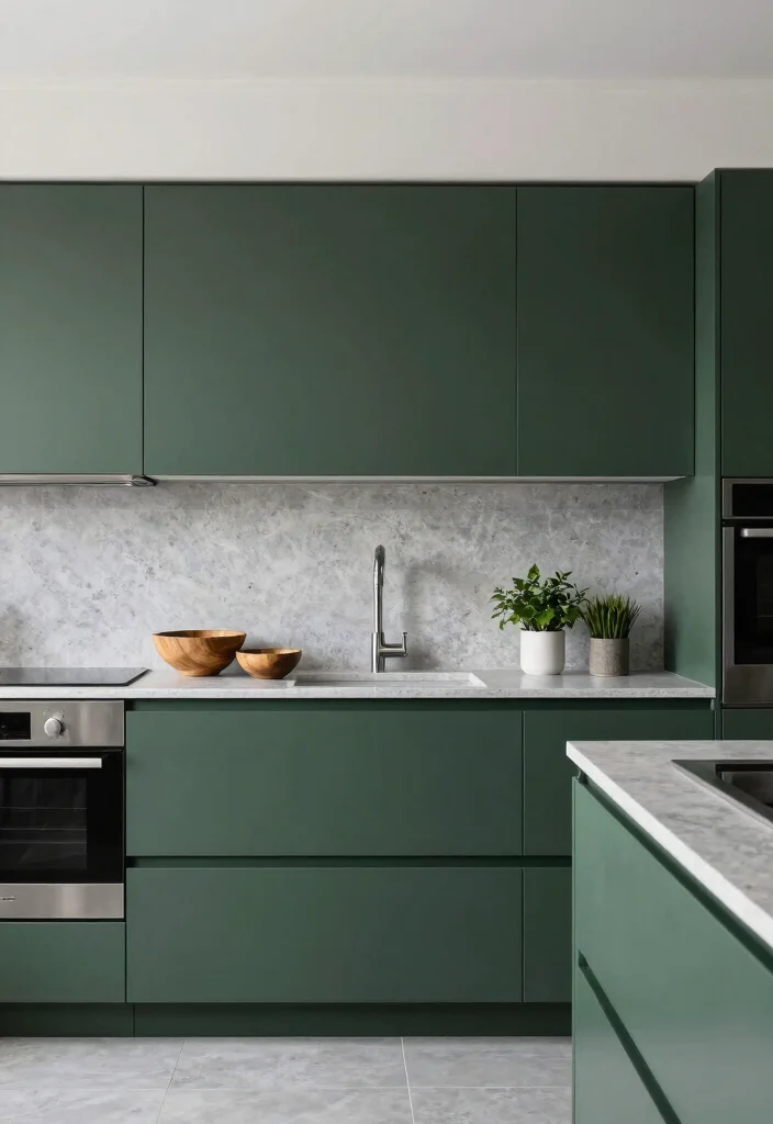 16 Dark Green Kitchen Cabinets Ideas With Moody Depth - 5. Modern Minimalism 1