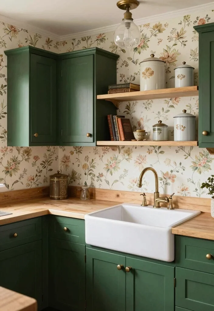 16 Dark Green Kitchen Cabinets Ideas With Moody Depth - 8. Vintage Charm 1