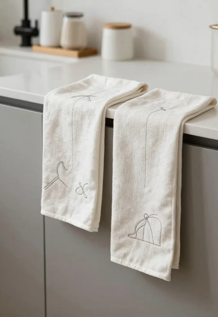 16 Embroidery Kitchen Towels Ideas With Handmade Detail 10 16 Embroidery Kitchen Towels Ideas With Handmade Detail - 10. Minimalist Aesthetic 1