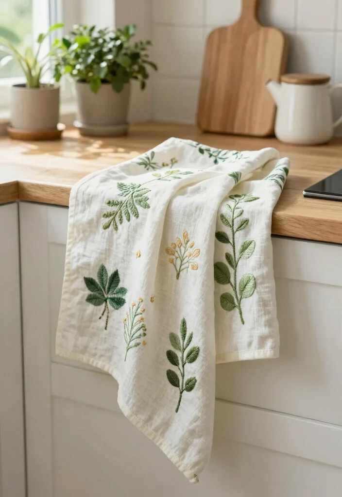 16 Embroidery Kitchen Towels Ideas With Handmade Detail 11 16 Embroidery Kitchen Towels Ideas With Handmade Detail - 11. Nature-Inspired Themes 1