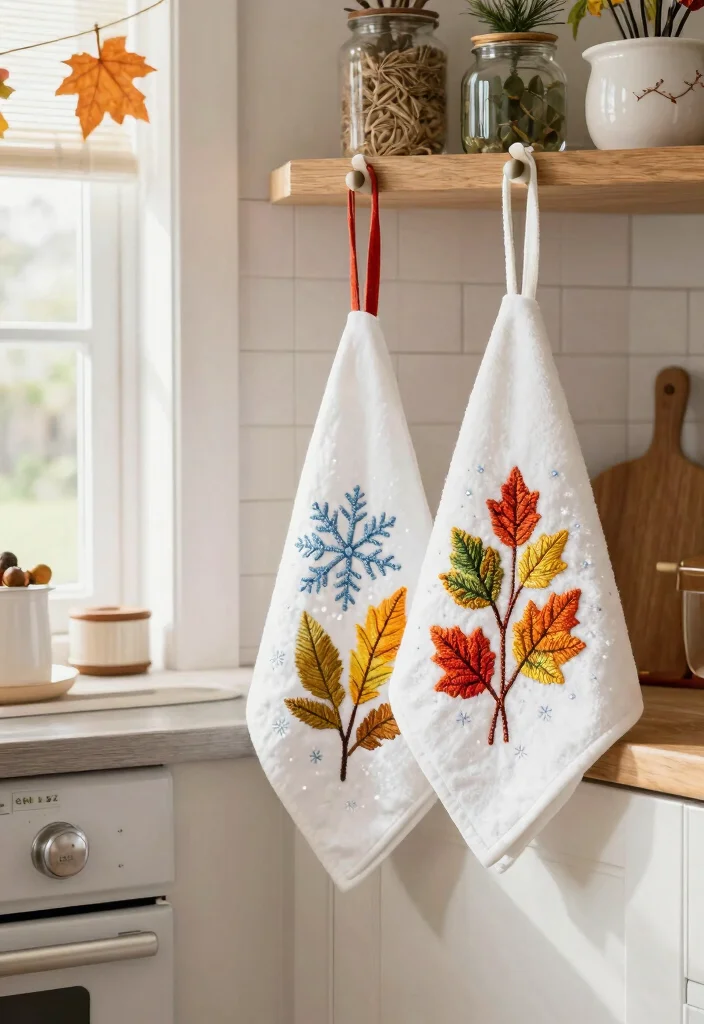 16 Embroidery Kitchen Towels Ideas With Handmade Detail 5 16 Embroidery Kitchen Towels Ideas With Handmade Detail - 5. Seasonal Themes 1