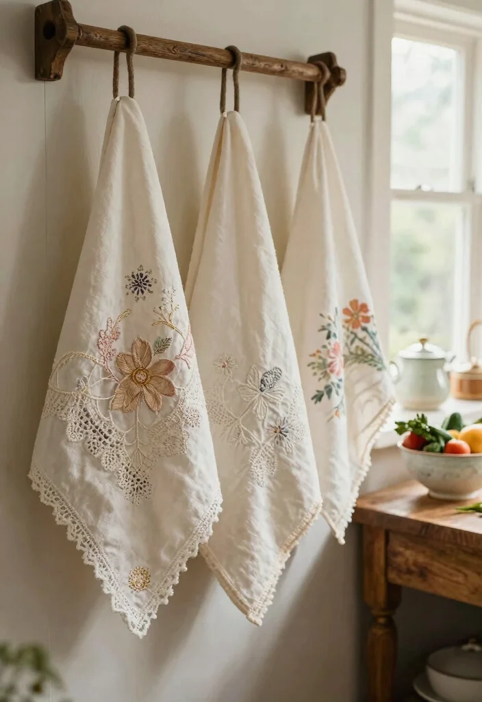 16 Embroidery Kitchen Towels Ideas With Handmade Detail 6 16 Embroidery Kitchen Towels Ideas With Handmade Detail - 6. Vintage-Inspired Stitching 1