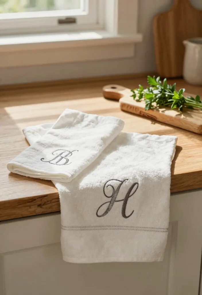 16 Embroidery Kitchen Towels Ideas With Handmade Detail 7 16 Embroidery Kitchen Towels Ideas With Handmade Detail - 7. Personalized Monograms 1
