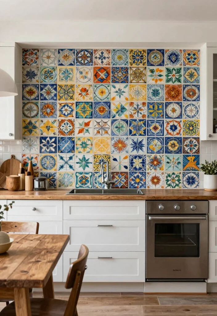 16 Farmhouse Kitchen Backsplash Ideas With Rustic Charm - 16. Custom Artwork 1