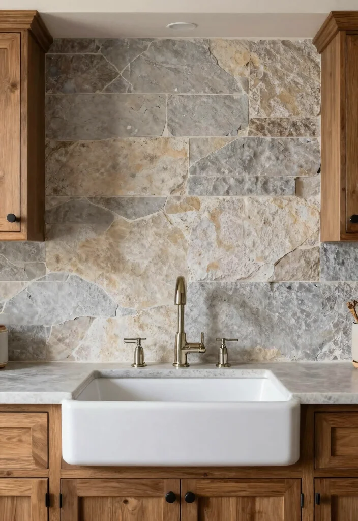 16 Farmhouse Kitchen Backsplash Ideas With Rustic Charm - 9. Natural Stone 1