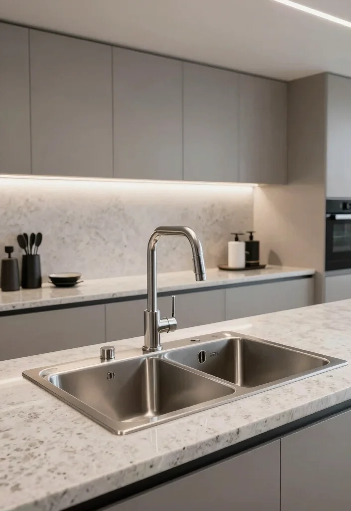 16 Free Standing Kitchen Sink Ideas With Unique Appeal - 2. Modern Minimalist Design 1