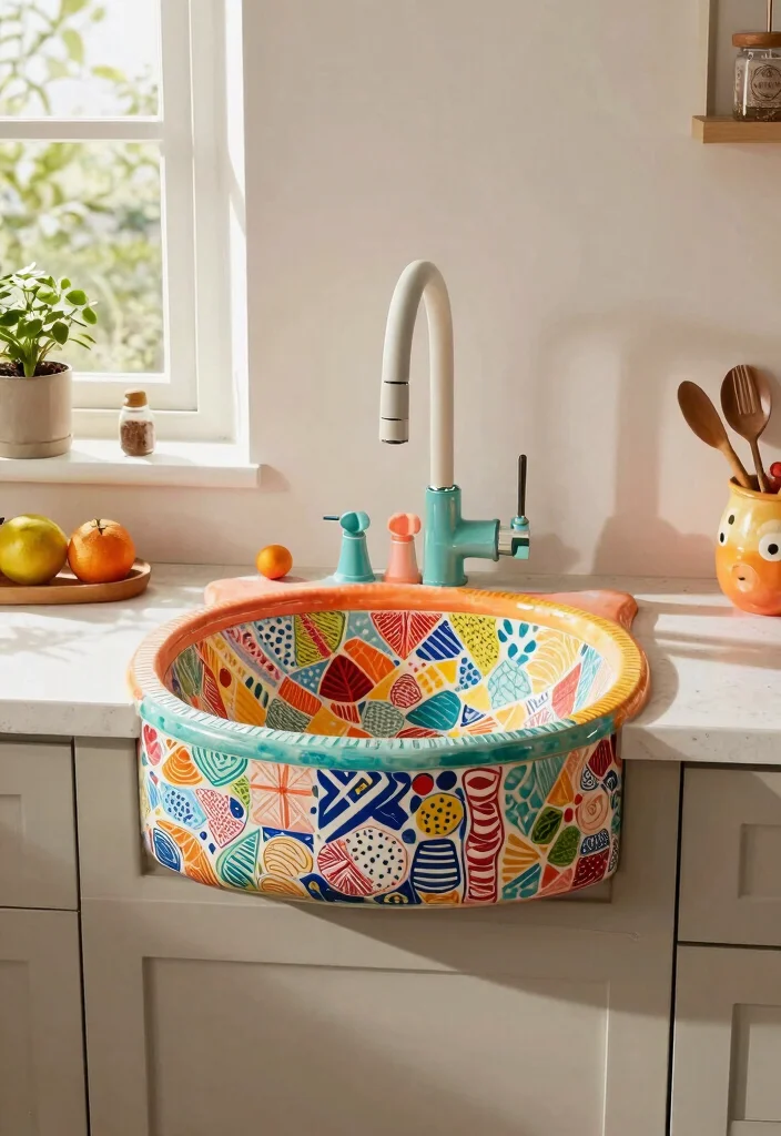 16 Free Standing Kitchen Sink Ideas With Unique Appeal - 8. Artistic Basin Design 1