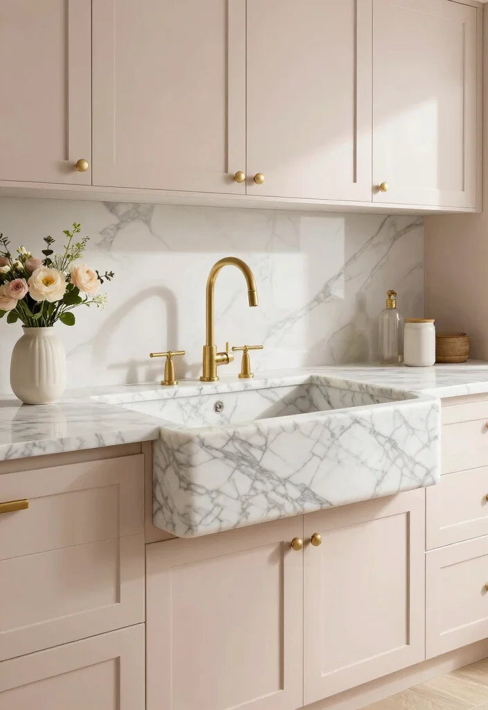 16 Free Standing Kitchen Sink Ideas With Unique Appeal - 9. Elegant Marble Sink 1