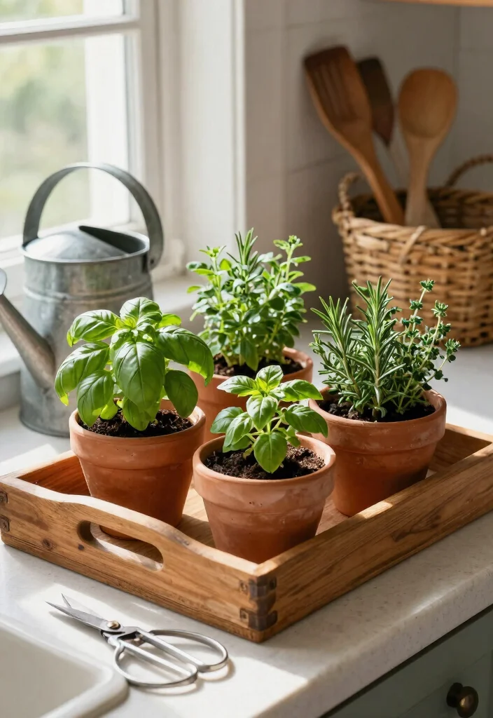 16 Kitchen Tray Decor Ideas That Elevate Countertops 1 16 Kitchen Tray Decor Ideas That Elevate Countertops - 1. Herb Garden Delight 1