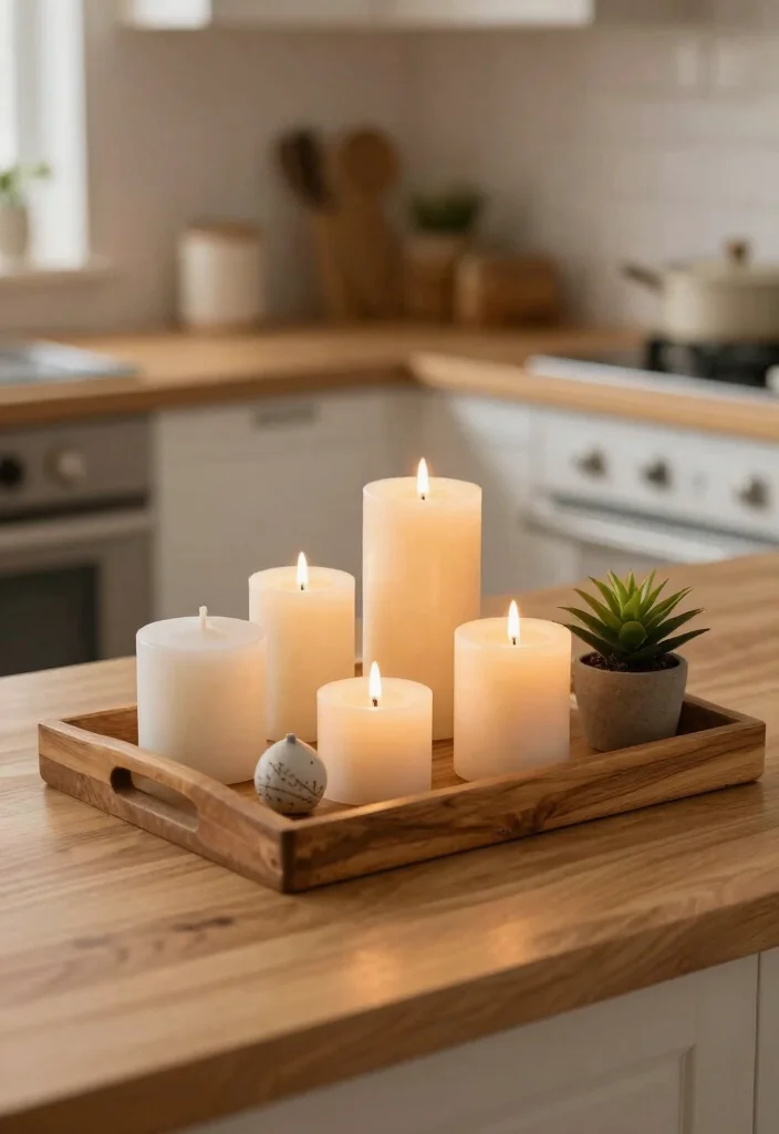 16 Kitchen Tray Decor Ideas That Elevate Countertops 12 16 Kitchen Tray Decor Ideas That Elevate Countertops - 12. Cozy Candle Display 1