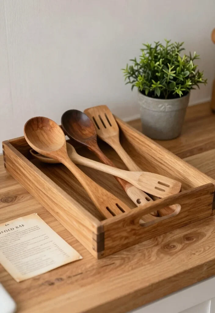 16 Kitchen Tray Decor Ideas That Elevate Countertops 6 16 Kitchen Tray Decor Ideas That Elevate Countertops - 6. Rustic Cooking Utensil Holder 1