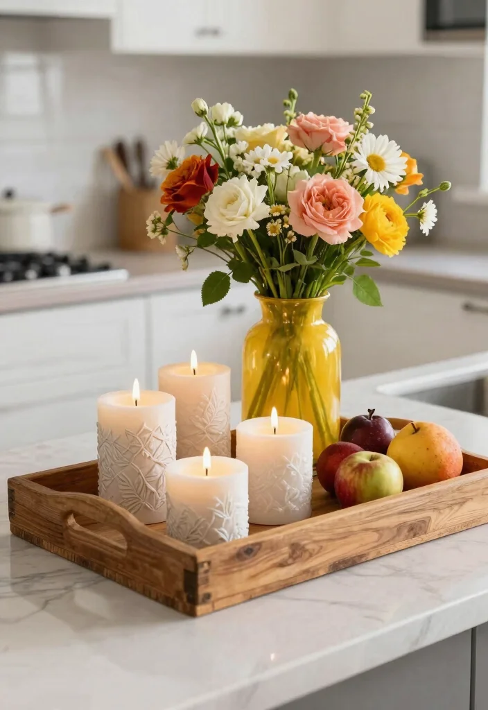 16 Kitchen Tray Decor Ideas That Elevate Countertops 8 16 Kitchen Tray Decor Ideas That Elevate Countertops - 8. Elegant Centerpiece 1