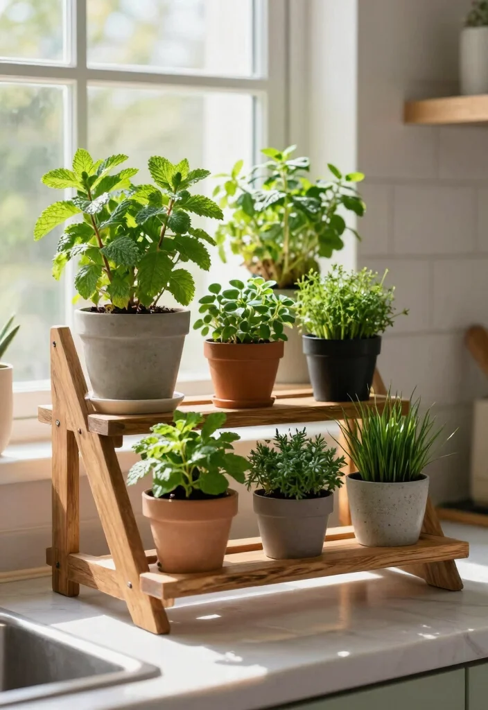 16 Kitchen Window Shelf Ideas With Practical Charm 1 16 Kitchen Window Shelf Ideas With Practical Charm - 1. Tiered Herb Garden Delight 1